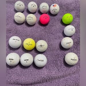 Callaway, TopFlite, Titleist, Bridgestone, Maxfli, Volvik and Nitro Golf Balls